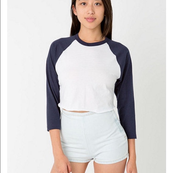 Poly cotton 3/4 sleeve raglan croptop - Picture 1 of 2