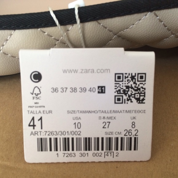 ZARA Quilted Beige & Black Quilted Ballet Shoes 10 - Picture 4 of 4