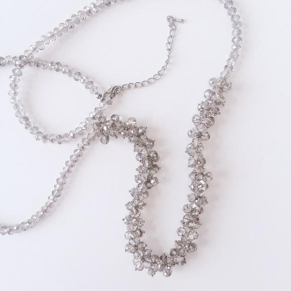 Francesca's Grey/Silver Long Sparkle Necklace