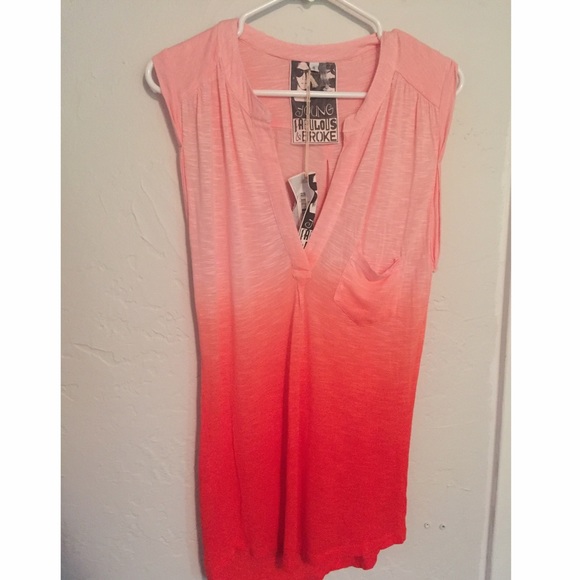 Young Fabulous & Broke dip dye split neck blouse