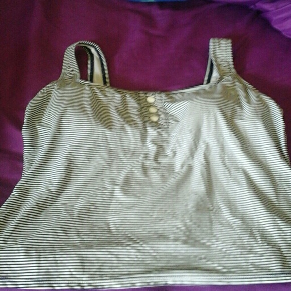 Black and white striped swim top