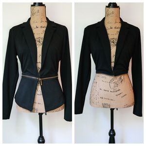 Convertible Black Jacket with Zippered Waist