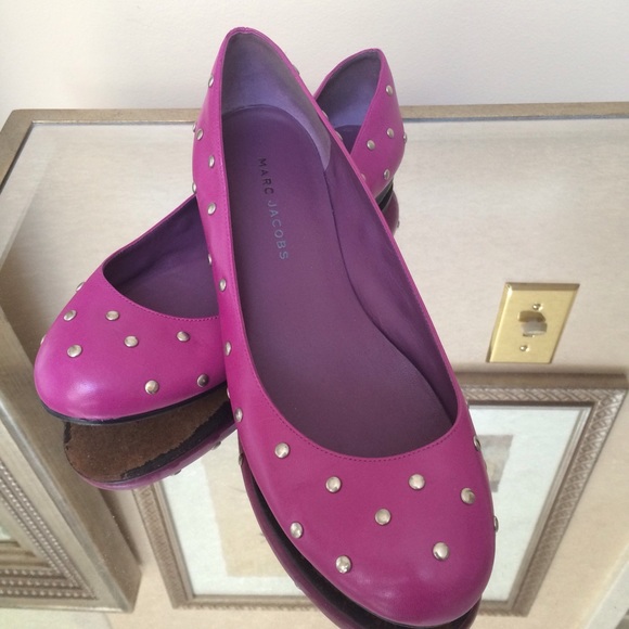MARC JACOBS Purple Leather Stud Ballet Flats 39/8