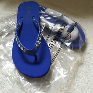 BNWT Colin Stuart Studded Blue Flipflops sz6