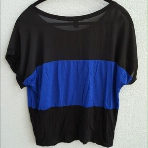 Black and blue striped blouse