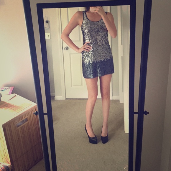 Silver and Gray Sequined Dress.