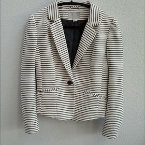 Navy and off white striped blazer