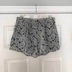 Blue and white sunflower shorts