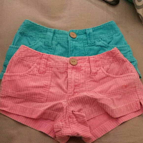 Pink and blue cordaroy shorts both size 3.
