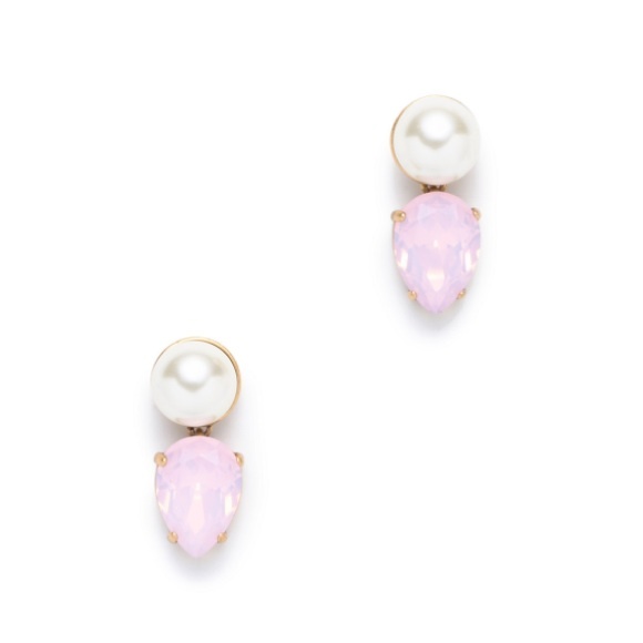J. Crew Factory Jewelry - J Crew Factory Pink Crystal Pearl Drop Earrings