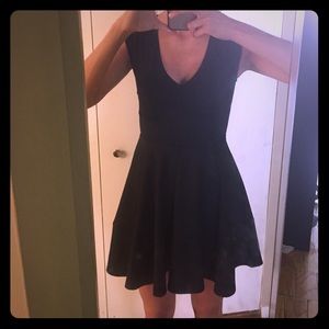 Black fit and flow skater vneck dress from Aqua
