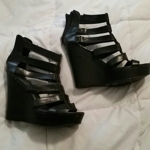 Wedge black heels