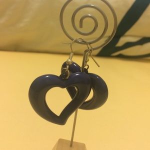 Navy blue chunky heart earrings
