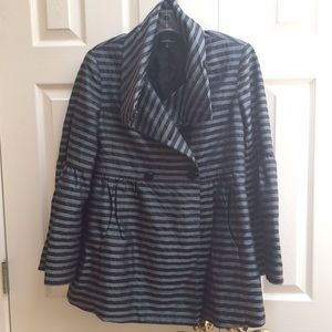 SAMUEL DONG B&W Stripe Peplum Front Jacket sz S