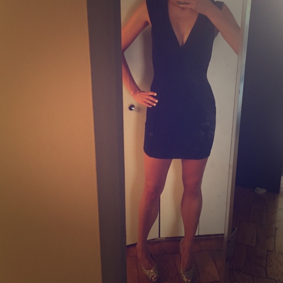 Black fitted bandage dress