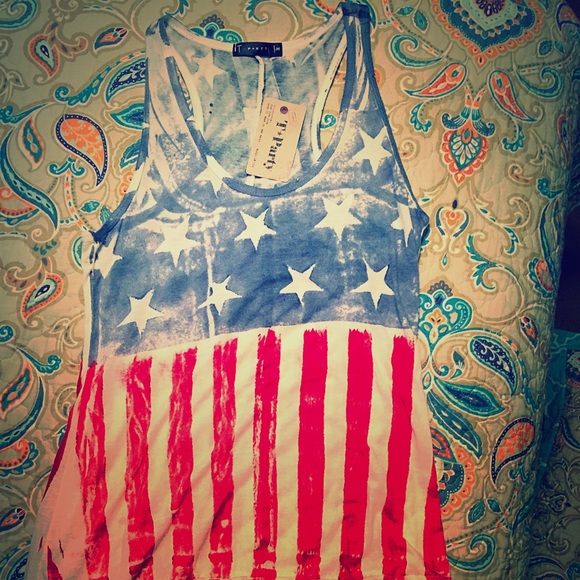 American flag fringed tank