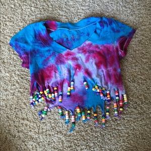 Handmade Tie dye Beaded crop top