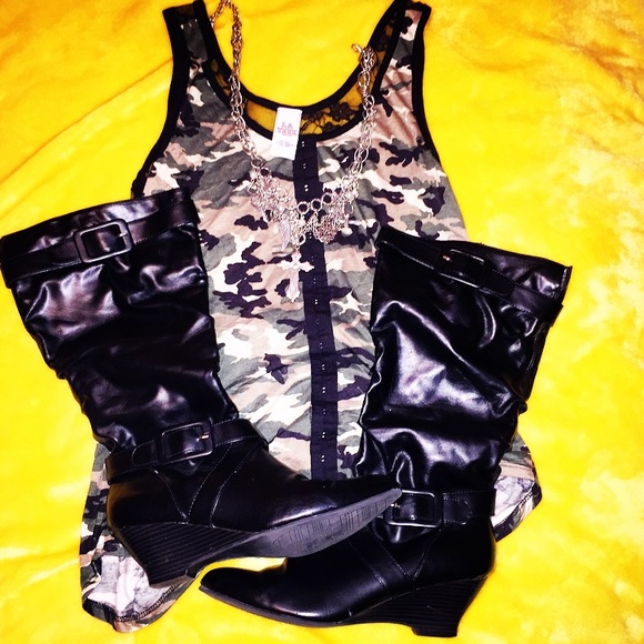 Camo flow top with lack back💚 - Picture 1 of 4