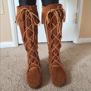 knee high Minnetonka moccasins