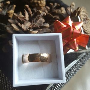 Stainless steel high polished rose gold plated rin
