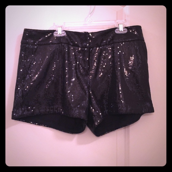Black sequin short shorts