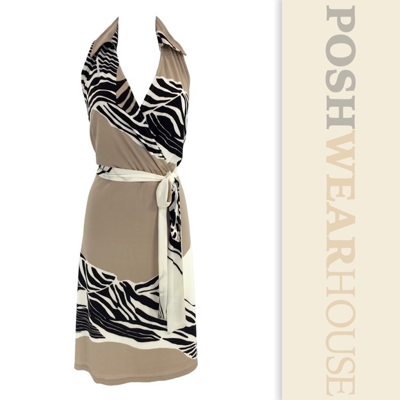 Dress Barn Dresses & Skirts - Camel, Ivory & Zebra Print Collar A Line Dress