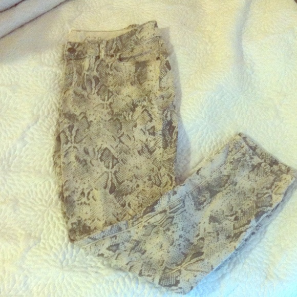 Snake skin denim skinny jeans