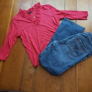 Talbots pink 3/4 sleeve lightweight shirt