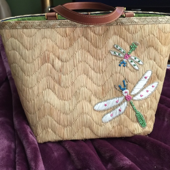 💥FLASH SALE💥Kate Spade straw dragonfly tote