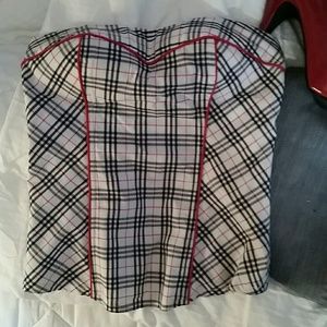 Strapless top with built-in boning and bra