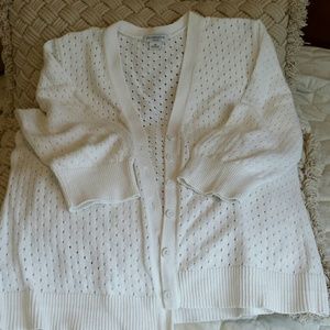 White 6 button cotton cardigan