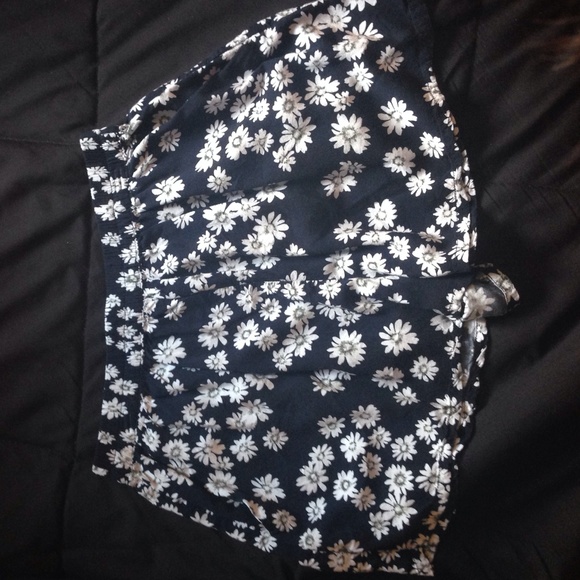 Navy Blue Floral Shorts