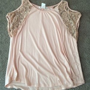 Light pink top with lace sleeves