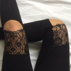 NWOT UO Leggings with Lace Knee-Cutout