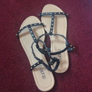 Black Studded Sandals