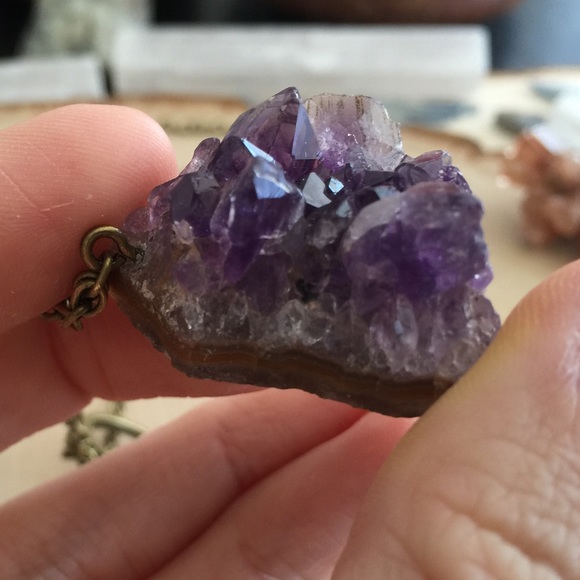 Raw Amethyst And Moon Necklace - Picture 3 of 4