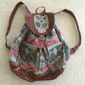 Aztec/ tribal sugar candy skull backpack
