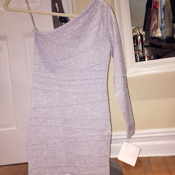 Brand new silver party dress. One shoulder