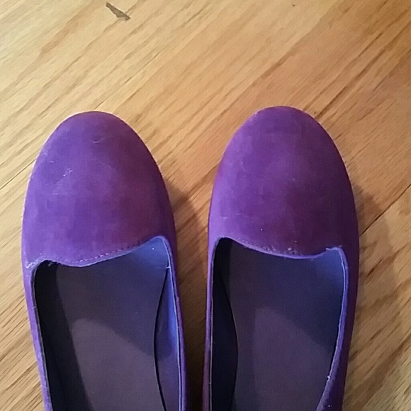 Purple suede flats