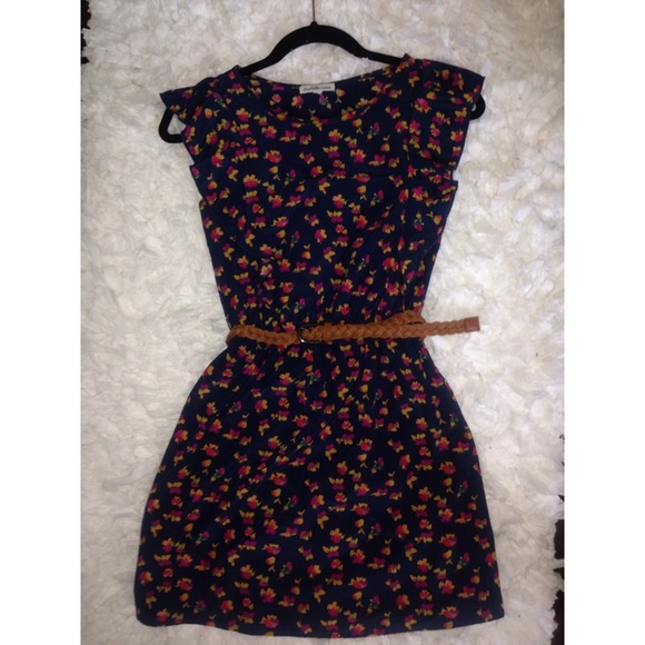 Charlotte Russe floral print dress with tan belt