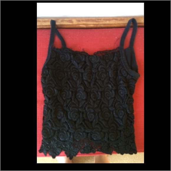 A black lace crop top