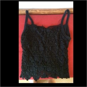A black lace crop top