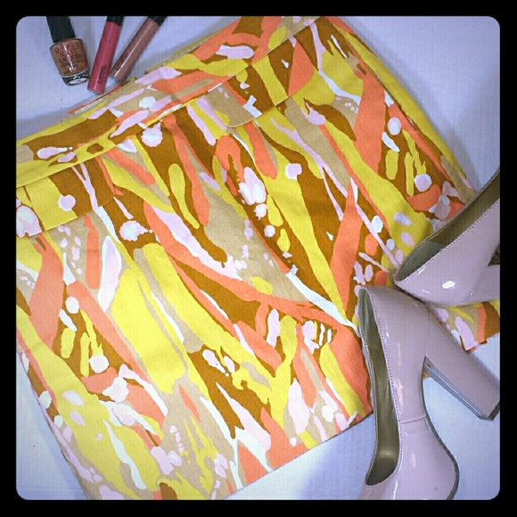 J. Crew Yellow Orange Brown Limoncello Mini Skirt
