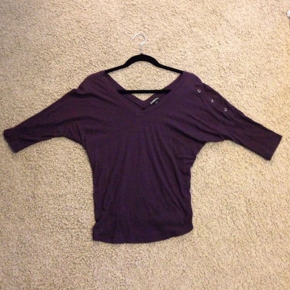 EXPRESS eggplant deep double-V neck dolman blouse
