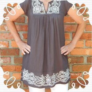 Gray Shirt with White Embroidery