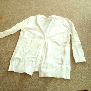 LOFT Outlet White Cardigan Size L