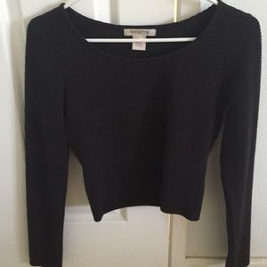 Textured Black Crop Top