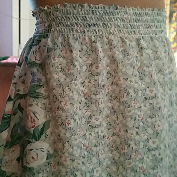 Green floral skirt