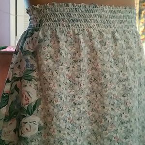 Green floral skirt