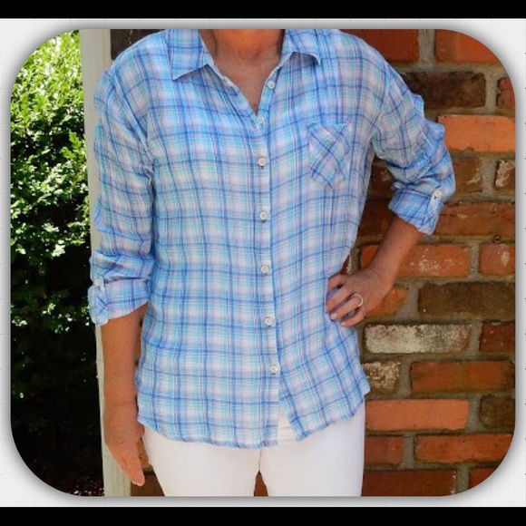 Blue Plaid Top